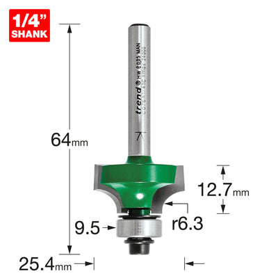 Rounding Over 6.3mm Radius x 12.7mm Cut