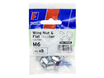 Wing Nut & Washer M6 ForgePack 8