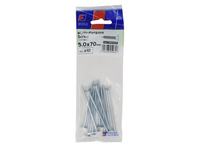 Multi-Purpose Pozi Screw CSK ST ZP 5.0 x 70mm ForgePack 10