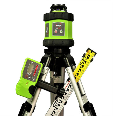 IMEX E60 Rotary Laser Level Kit – 400m Red Beam Self-Levelling Laser with Receiver, Tripod & Staff