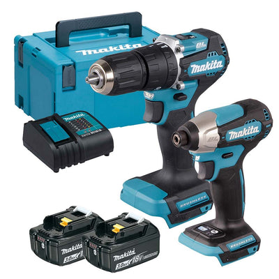 Makita DLX2414SJ 18V LXT Brushless Combi Drill & Impact Driver Twin Kit (DHP487Z + DTD157Z)