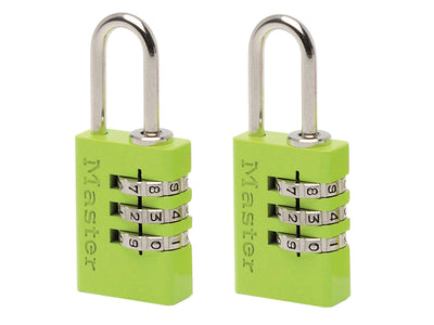Aluminium 3-Digit Combination 20mm Padlock Colour x 2