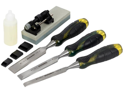 Pro Series Bevel Edge Chisel & Sharpening Kit, 6 Piece
