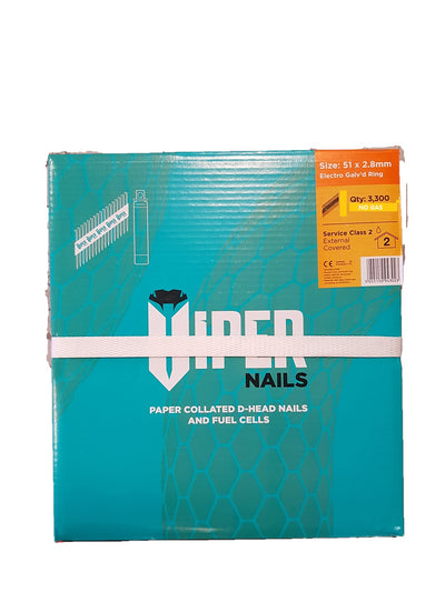 Viper 51mm x 2.8mm Ring Shank Galvanised Nails No Gas Pack - VVV5128VIPERNG