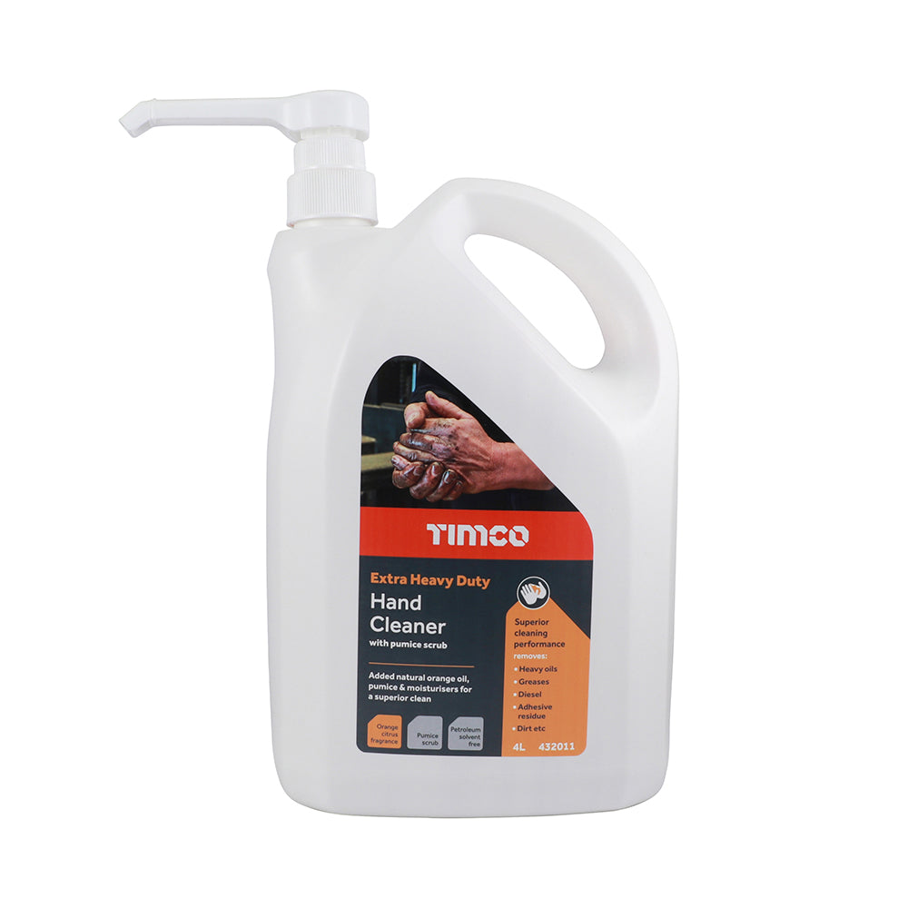 TIMCO Extra Heavy Duty Hand Cleaner Hand Pumice Scrub Orange Pump Bottle - 4L