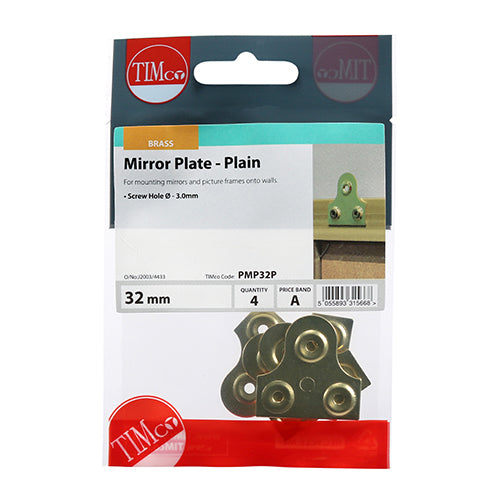 TIMCO Mirror Plates Plain Electro Brass - 32mm