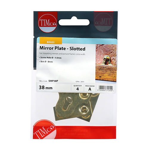 TIMCO Mirror Plates Slotted Electro Brass - 38mm