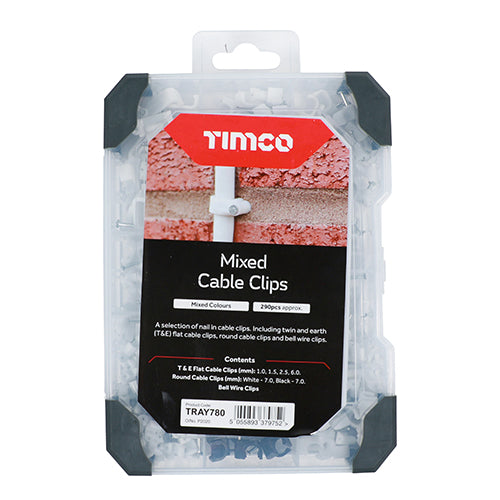 TIMCO Cable Clips Mixed Tray - 290pcs