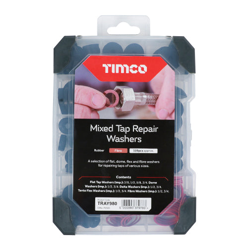 TIMCO Tap Repair Washers Mixed Tray - 159pcs