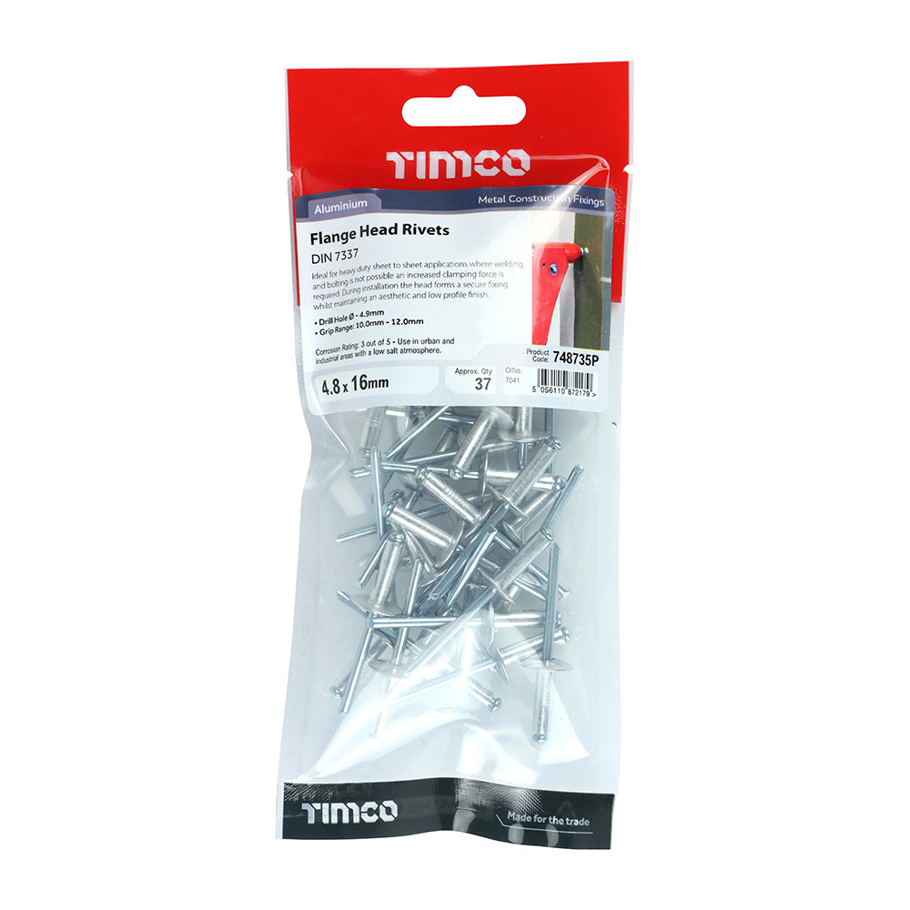 TIMCO Rivets Flange Head Aluminium - 4.8 x 16