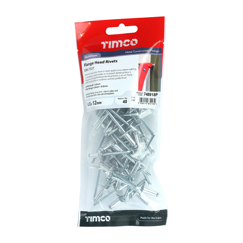 TIMCO Rivets Flange Head Aluminium - 4.8 x 12