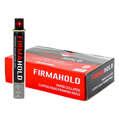 TIMCO FirmaHold Collated Clipped Head Ring Shank Firmagalv Nails & Fuel Cells - 3.1 x 75/1CFC