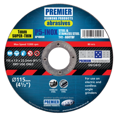 P5-INOX A60TBF 115 x 1.0 x 22.23 T41 Cutting (Box of 50)