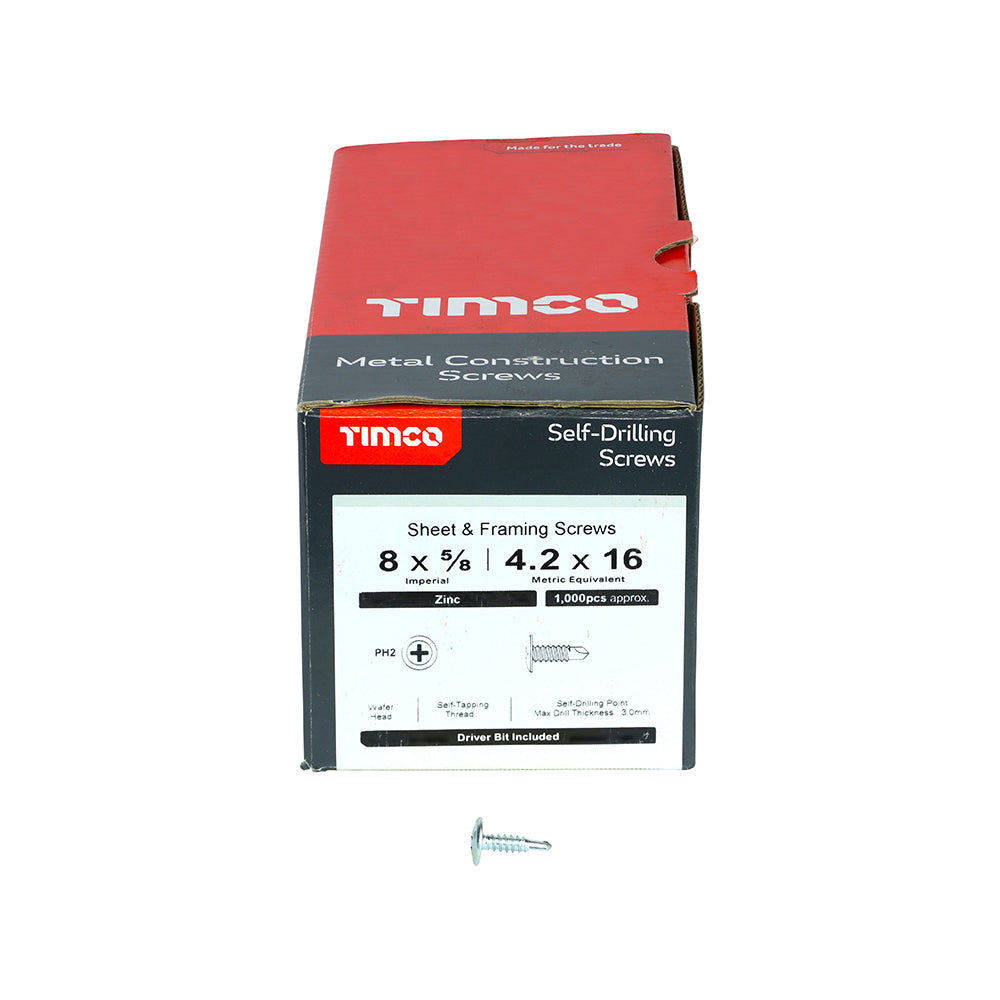 TIMCO Self-Drilling Wafer Head Silver Screws - 4.2 x 16