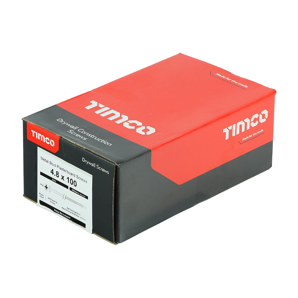TIMCO Drywall Self-Drilling Bugle Head Silver Screws - 4.8 x 100