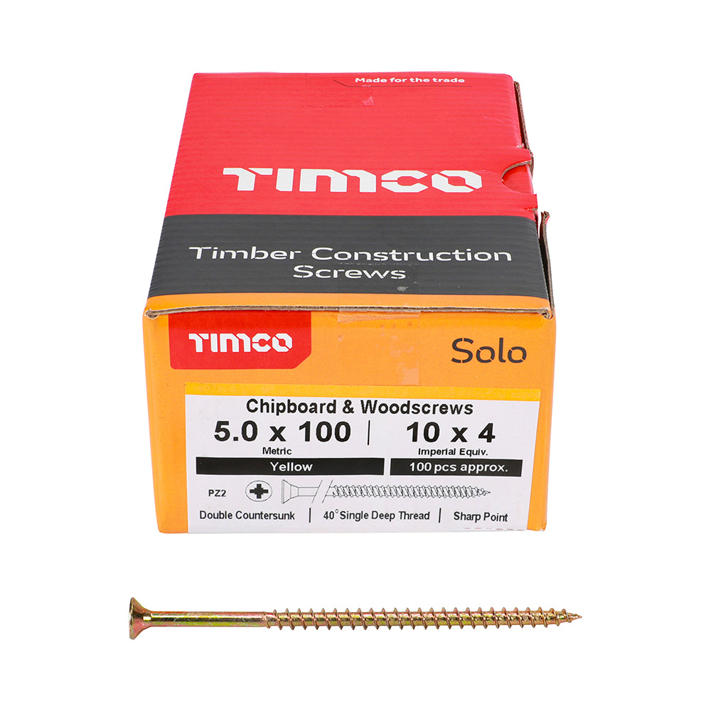 TIMCO Solo Countersunk Gold Woodscrews - 5.0 x 100