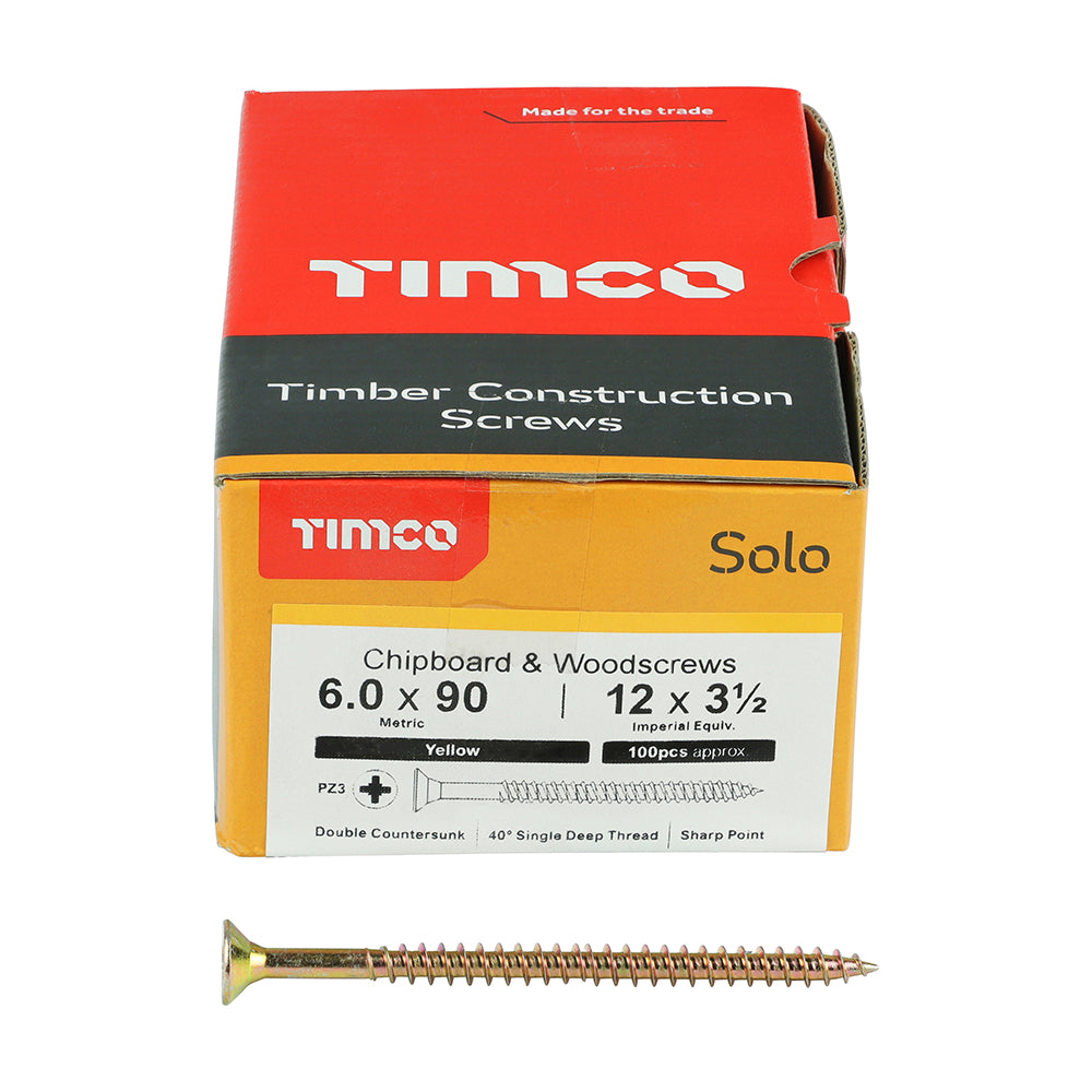 TIMCO Solo Countersunk Gold Woodscrews - 6.0 x 90