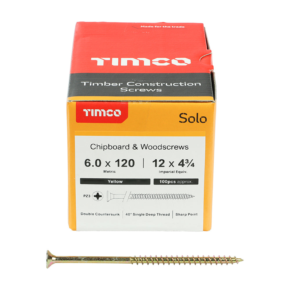 TIMCO Solo Countersunk Gold Woodscrews - 6.0 x 120