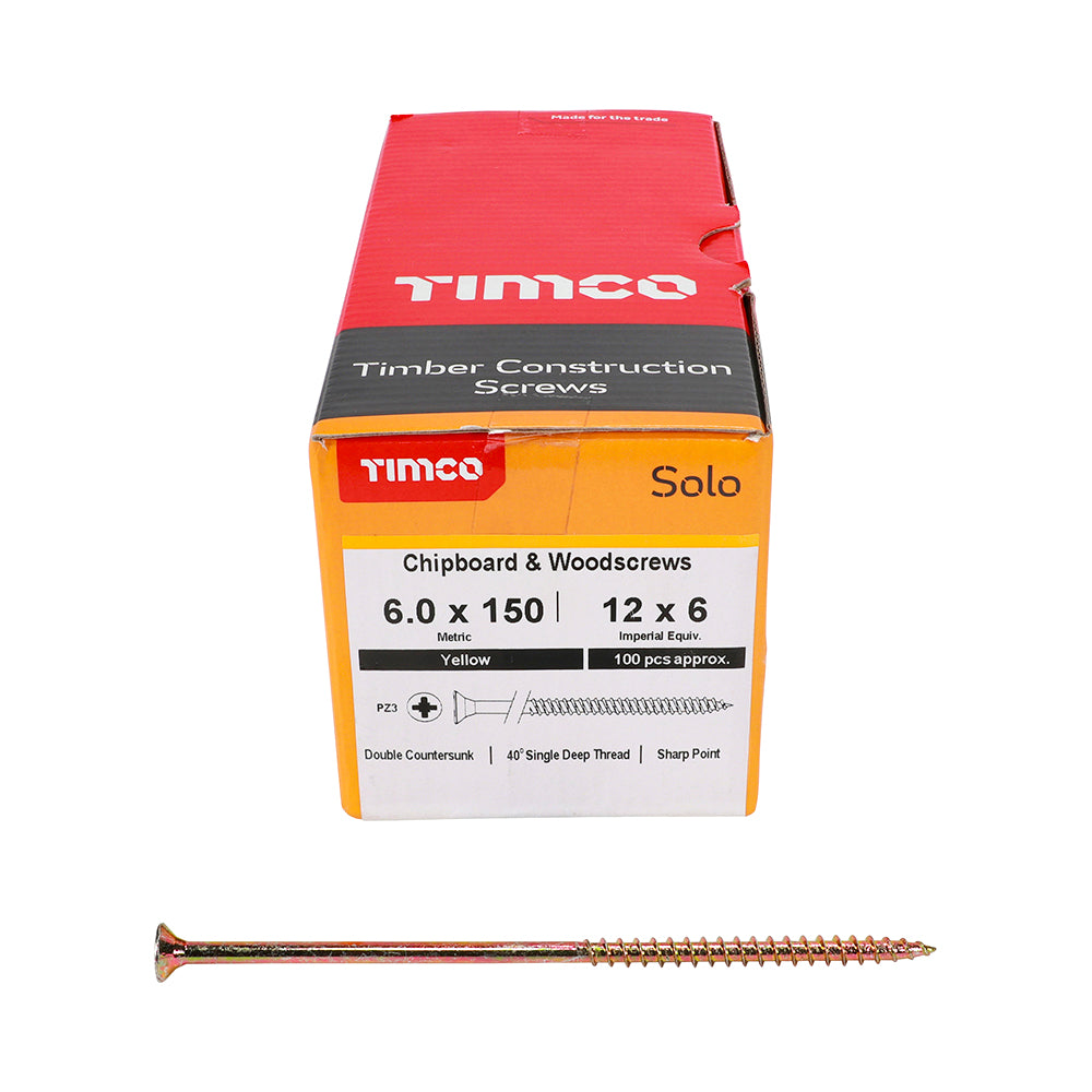 TIMCO Solo Countersunk Gold Woodscrews - 6.0 x 150