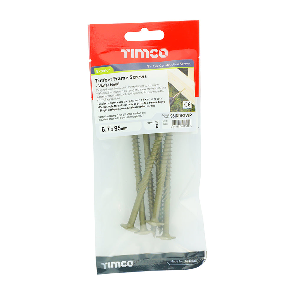 TIMCO Wafer Head Exterior Green Timber Screws  - 6.7 x 95