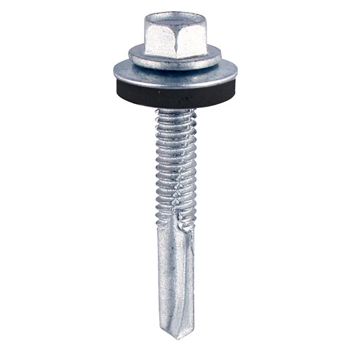 TIMCO Self-Drilling Heavy Section Silver Screws with EPDM Washer - 5.5 x 80