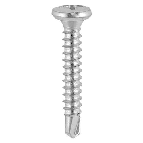 TIMCO Window Fabrication Screws Friction Stay Pan PH Self-Tapping Thread Self-Drilling Point Martensitic Stainless Steel & Silver Organic - 3.9 x 16