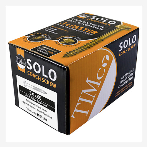 TIMCO Solo Advanced Hex Head Gold Coach Woodscrews - 8.0 x 70