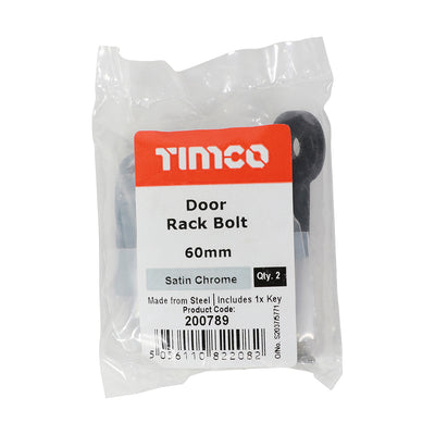 TIMCO Door Rack Bolts Satin Chrome - 60mm