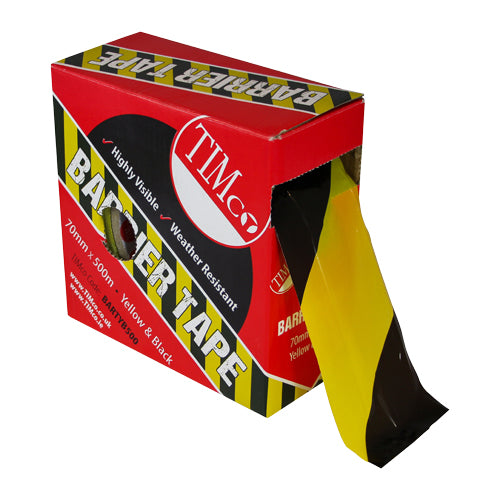 TIMCO Barrier Tape Yellow & Black - 500m x 70mm