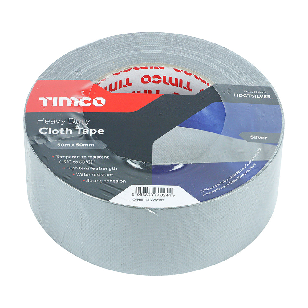 TIMCO Heavy Duty Cloth Tape Silver - 50m x 50mm