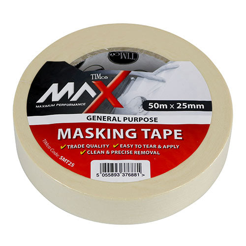 TIMCO Masking Tape Cream - 50m x 25mm