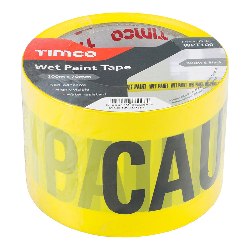 TIMCO Hazard Warning Caution Yellow Black Wet Paint Tape