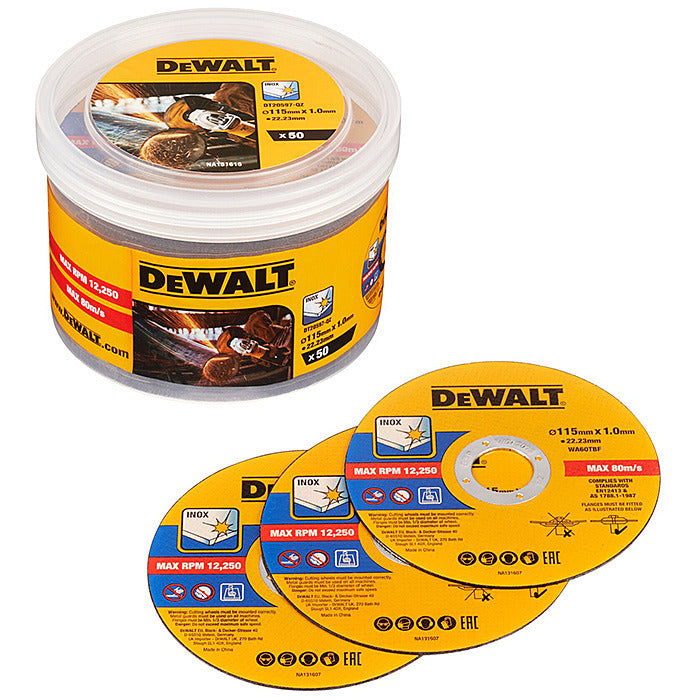 DeWalt DT20597-QZ 115mm Fastcut Metal Cutting Discs Tub of 50