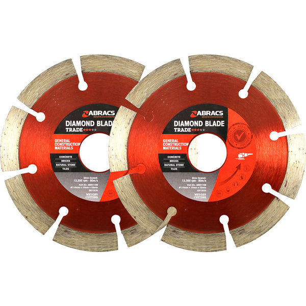 ABRACS General Purpose Diamond Blade 115 x 22mm - Twin Pack