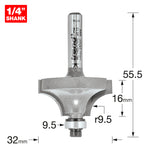 Bearing Guided Ovolo Cutter 9.5mm Radius