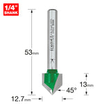 Chamfer V Groove Cutter Angle=45 Degrees