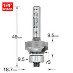 Bearing Guided Ovolo Cutter 3mm Radius