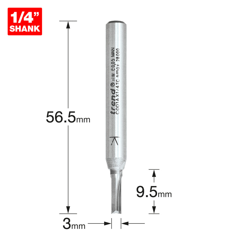 Two Flute Cutter 3mm Diameter