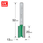 1/4in Two Flute Straight Router Cutter Bit 13 Dia x 20mm Cut Depth