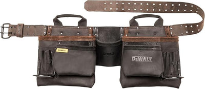 DeWalt DWST50112-1 Pro Leather Tool Apron | 11 Pocket Nubuck Tool Belt with Hammer Loops