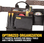 DeWalt DWST50112-1 Pro Leather Tool Apron | 11 Pocket Nubuck Tool Belt with Hammer Loops