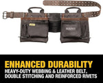 DeWalt DWST50112-1 Pro Leather Tool Apron | 11 Pocket Nubuck Tool Belt with Hammer Loops