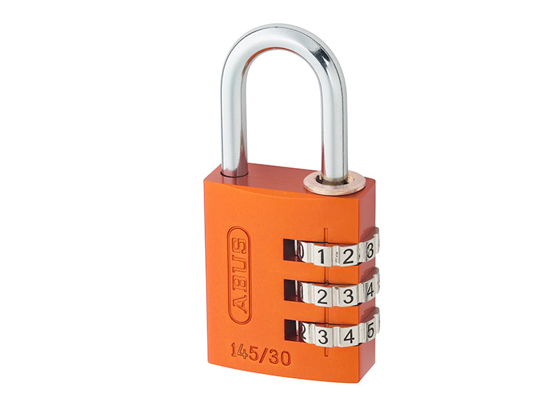 145/30 30mm Aluminium Combination Padlock Orange 46579
