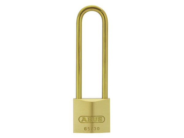 65MB/30mm Solid Brass Padlock 70mm Long Shackle Carded