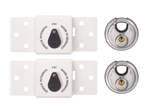 141/200 Diskus® Integral Van Lock White & 26/70mm Diskus® Padlock Twin Pack