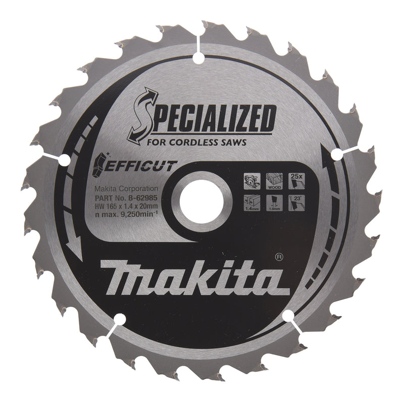 Makita B-62985 Efficut 165mm 25T TCT Circular Saw Blade - Front