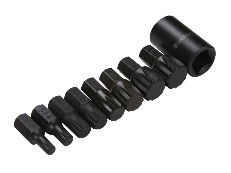 1/2in Impact Spline Bit Set, 9 Piece