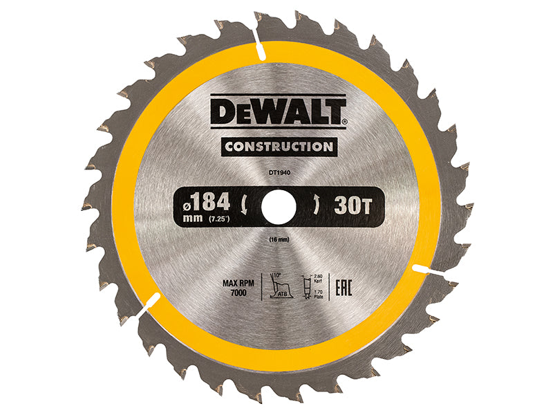 Portable Construction Circular Saw Blade 184 x 16mm x 30T