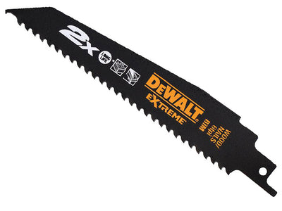 DeWalt 2X Life Wood & Nail Reciprocating Blade 305mm x 6 TPI (Pack 5)