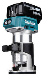 Makita DRT50RTJX2 18V LXT Brushless Router/Trimmer Kit – 2 x 5.0Ah, Charger, 3 Bases, Makpac